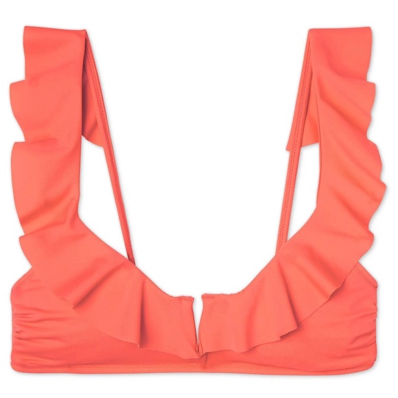 •Target• New Ladies’ Shade & Shore V-Wire Ruffle Coral Bralette Bikini Swim Top - Picture 5 of 7
